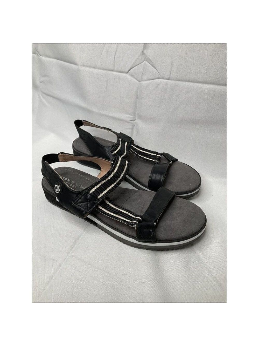 NEW Adrienne Vittadini Sport Women Sandals Faux Leather Black White 10M - Picture 9 of 14